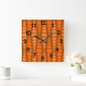 Horloge Carrée Rectangles orange arrondies (Maison)