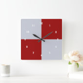 Horloge Carrée Rectangles rouge et gris (Maison)