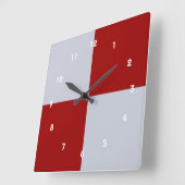 Horloge Carrée Rectangles rouge et gris (Angle)