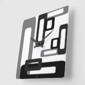 Horloge Carrée Rectangles stylisées gris/noir (Angle)