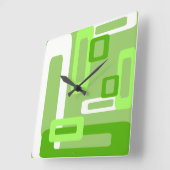 Horloge Carrée Rectangles stylisées vert/blanc (Angle)