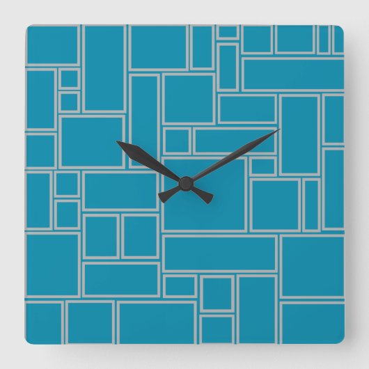 Horloge Carrée Rectangles turquoises (Recto)