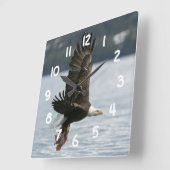 Horloge Carrée Récupération du poisson d'aigle à tête blanche (Angle)