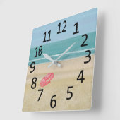 Horloge Carrée Red Abstract Sand Crab Beach (Angle)