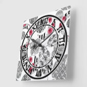 Horloge Carrée Red and Black, Quilting, Patchwork, Rustic, Modern (Angle)