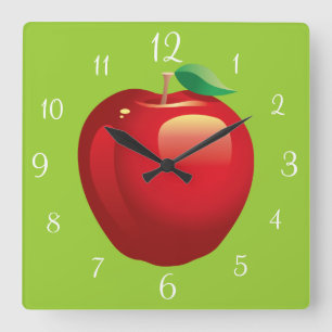 Horloge Carrée Red Apple Square Wall Clock