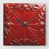 Horloge Carrée Red Art Deco (Recto)