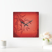 Horloge Carrée Red bamboo grunge square clock (Maison)