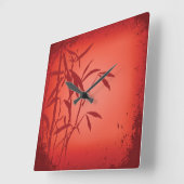 Horloge Carrée Red bamboo grunge square clock (Angle)