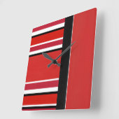 Horloge Carrée Red Black White Stripes Block (Angle)