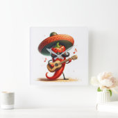 Horloge Carrée Red Chili Pepper Musicien (Maison)