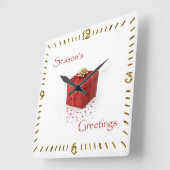 Horloge Carrée Red Gift Box Season's Greetings Clock (Angle)