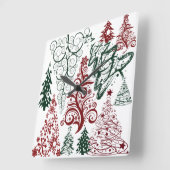 Horloge Carrée Red Green Holiday (Angle)