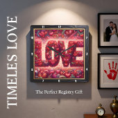 Horloge Carrée Red Heart Mosaic Love Wall