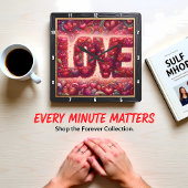 Horloge Carrée Red Heart Mosaic Love Wall