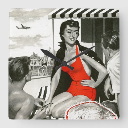 Horloge Carrée Red Hot Woman (Recto)