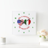 Horloge Carrée Red Italian USA Country Heritage (Maison)