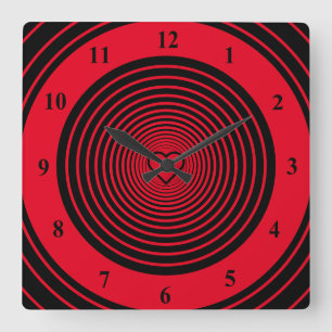 Horloge Carrée Red Love Circles