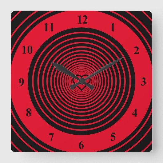 Horloge Carrée Red Love Circles (Recto)