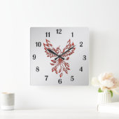 Horloge Carrée Red Phoenix se lève Silver (Maison)