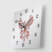 Horloge Carrée Red Phoenix se lève Silver (Angle)