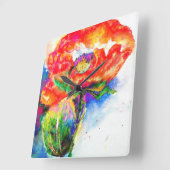 Horloge Carrée Red Poppy (Angle)