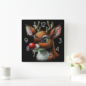 Horloge Carrée Red Reindeer Nose Rudolph (Maison)