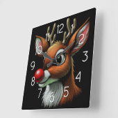 Horloge Carrée Red Reindeer Nose Rudolph (Angle)