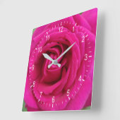 Horloge Carrée Red rose flower square wall clock (Angle)