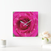 Horloge Carrée Red rose flower square wall clock (Maison)