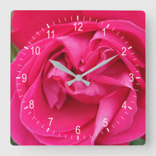 Horloge Carrée Red rose flower square wall clock