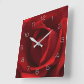 Horloge Carrée Red Rose Grey Numbers (Angle)