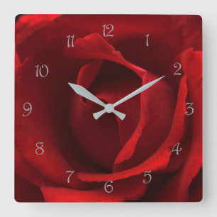 Horloge Carrée Red Rose Gris nombre de scripts wccn