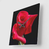 Horloge Carrée RED ROSE Wall Clock (Angle)
