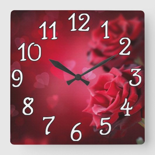Horloge Carrée Red Roses (Recto)