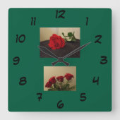 Horloge Carrée Red Roses Acrylic Wall Clock (Recto)