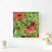 HORLOGE CARRÉE RED RUDBECKIA FLOWERS (Maison)
