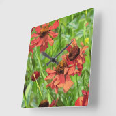HORLOGE CARRÉE RED RUDBECKIA FLOWERS (Angle)