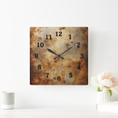 Horloge Carrée red rust on steel (Maison)