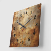 Horloge Carrée red rust on steel (Angle)