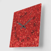 Horloge Carrée Red sparkling glitter pattern (Angle)
