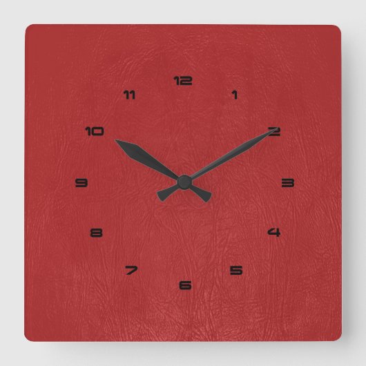 Horloge Carrée Red Vintage Faux Leather Texture (Recto)