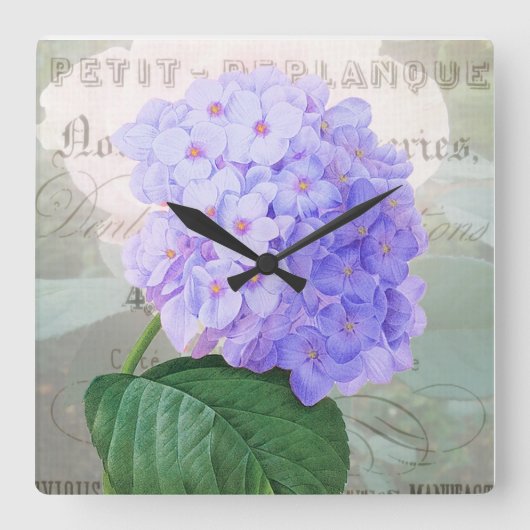 Horloge Carrée Redoute Hydrangea Shabby French Accent Clock (Recto)