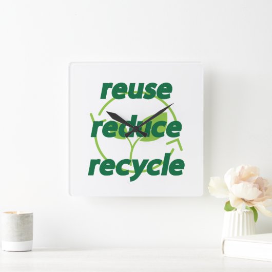 Horloge Carrée Réduire la réutilisation du recyclage (Maison)