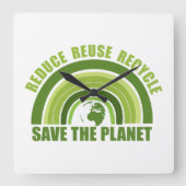 Horloge Carrée Réduire la réutilisation du recyclage (Recto)