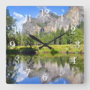 Horloge Carrée Réflexion de Yosemite