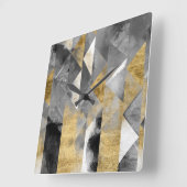 Horloge Carrée Réflexions dorées I (Angle)