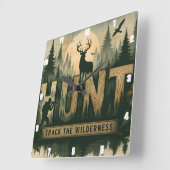 Horloge Carrée Regal Elk Misty Water HUNT (Angle)