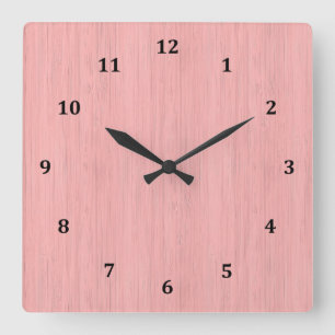 Horloge Carrée Regard du bois en bambou de grain de quartz rose