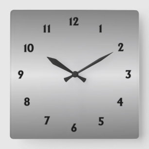 Horloge Carrée Regarder en argent métallique avec des chiffres n